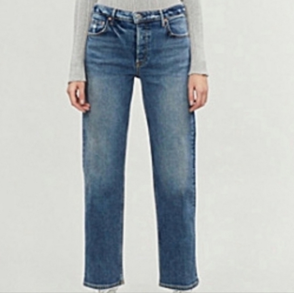 GRLFRND High Rise Straight Distressed Jeans 26